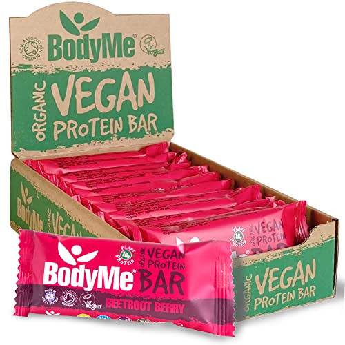 BodyMe Bio Vegane Protein Riegel | Roh Rote Beete Beere | 12 x 60g | Mit 3 Pflanze Proteine