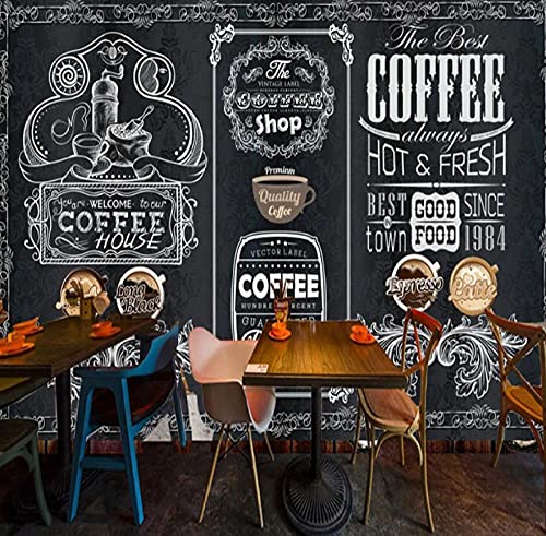 Tapete Wandbild 3D Tapete 3D Retro Nostalgie Handbemalte Tafel Coffee Shop Restaurant Hintergrund Wanddekoration Papel De Parede Fresko-250 * 175Cm