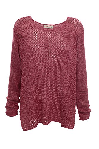 sheego Pullover Damen Langarm Lagenlook Plusgröße, Farbe:rot;Damengrößen:48