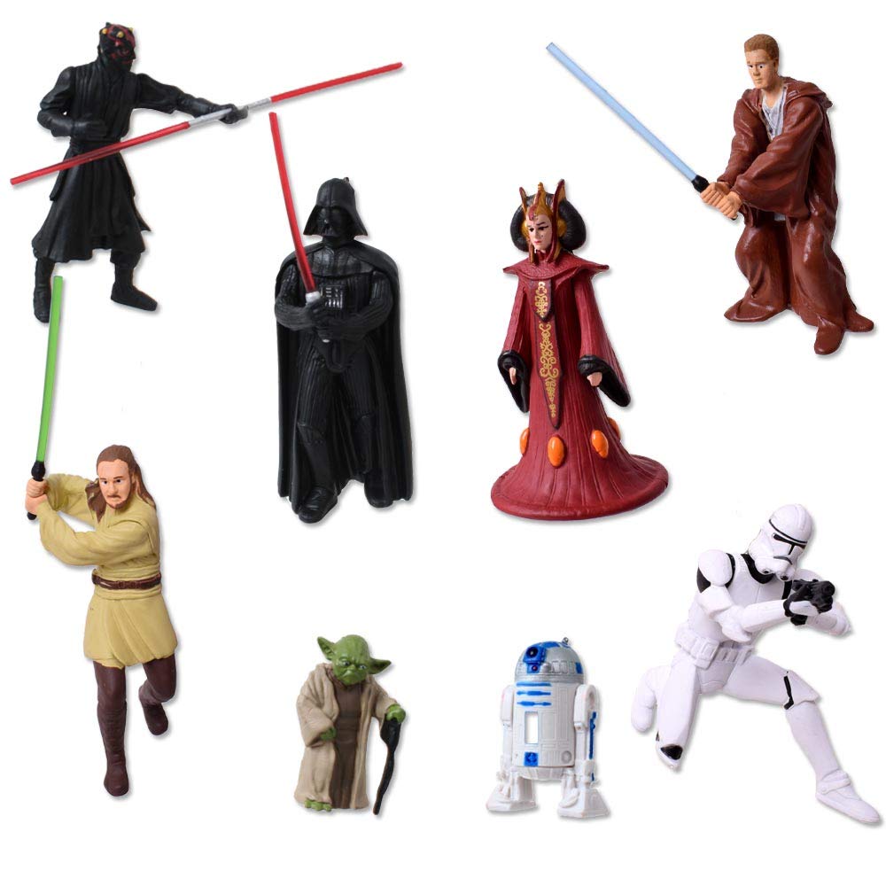 TE-Trend 8 Stück Star Wars Schlüsselanhänger Anhänger Figuren Darth Vader Yoda Stormtrooper R2D2 Amidala Obi Wan Kenobi Mehrfarbig