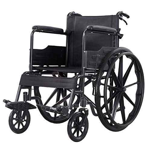 ZXGQF Faltbarer Rollstuhl, Transit Travel Stuhl Abnehmbare Armlehnen und Fußstützen, für Personen mit körperlichen Beeinträchtigungen und ältere Menschen