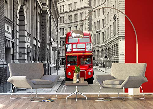 AG Design FTxxl 1432 London Bus, Papier Fototapete - 360x255 cm - 4 teile, Papier, multicolor, 0,1 x 360 x 255 cm