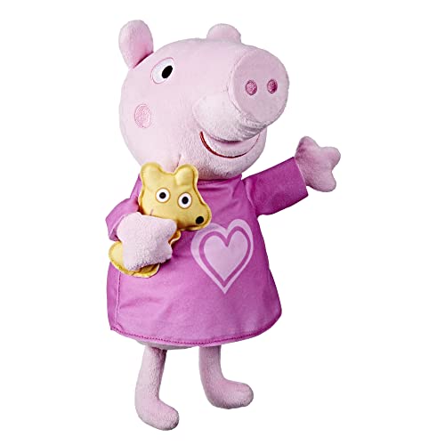 Play-Doh Peppa Pig F3777 Bear Peppa's Bedtime Schlaflieder singende Plüschpuppe mit Teddybär-Zubehör, 3 Lieder, 3 Sätze, ab 3 Jahren, Multicolor