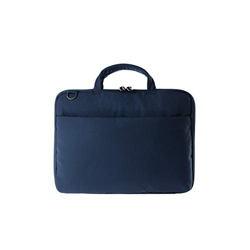 Tucano Darkolor Hartschalentasche für Laptop Notebook bis 14 Zoll, für den mobiler Arbeitsplatz mit praktischer Standfunktion und abnehmbarem Schultergurt - Blau