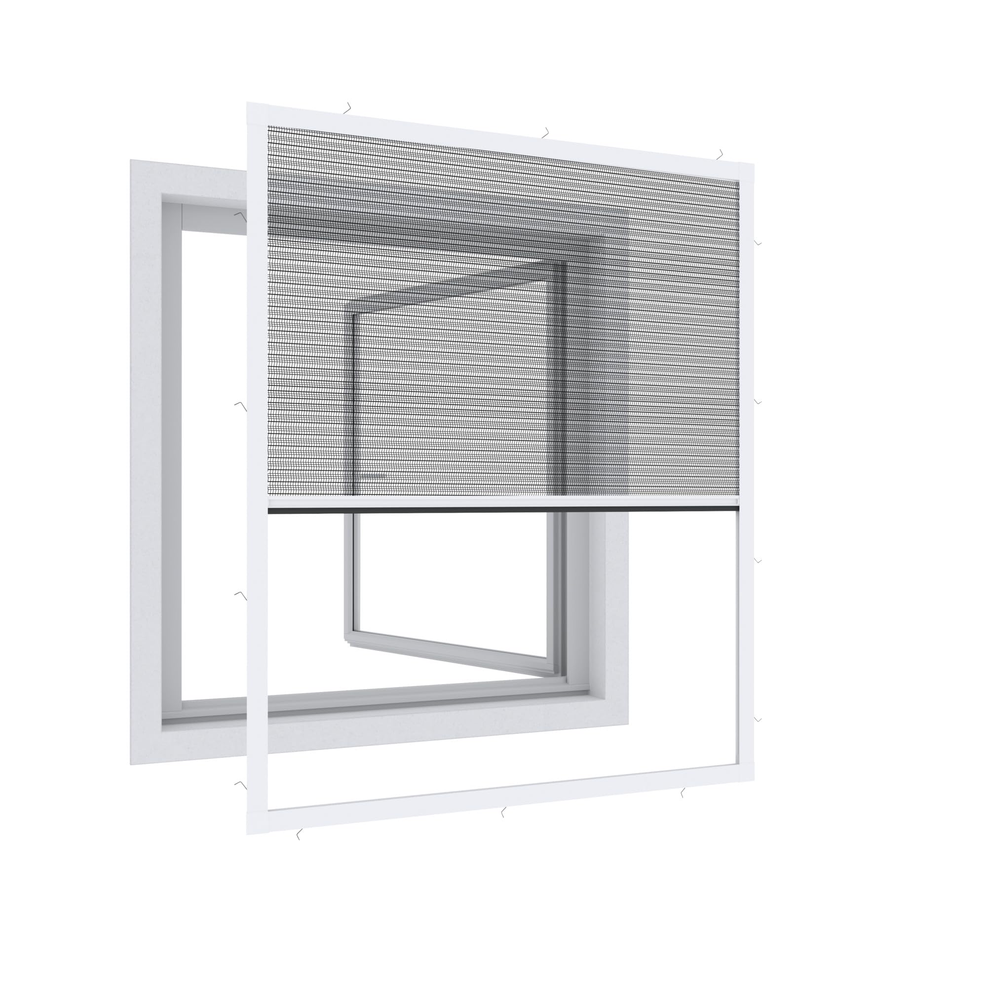 Windhager Expert Plissee Fenster Ultra Flat, Insektenschutz für Fenster, Fliegengitter, Mosquitoschutz, Selbstbausatz 100 x 120 cm, weiß, 03242