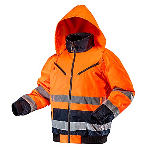 NEO TOOLS Thermo Warnschutzjacke EN 20471 Warnjacke orange Neon gelb Arbeitsjacke Warnschutz Sicherheitsjacke XXL orange