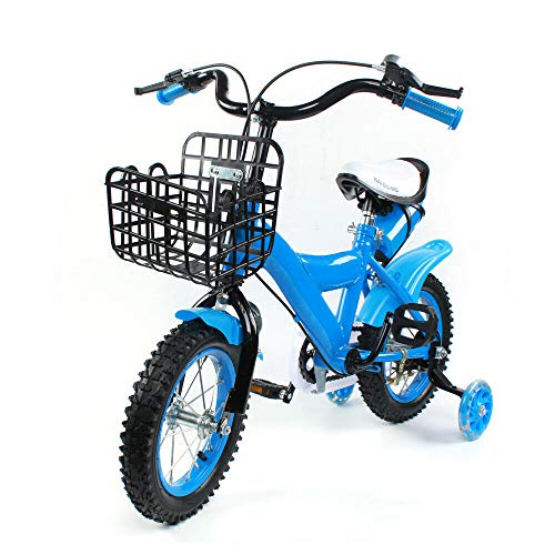 OUKANING Kinderfahrrad 12 Zoll Fahrrad für Kinder Junge Mädchen Kinderrad Blau Fahrrad zum Geburtstag, Weihnachten, Nikolaus, Ostern Geschenk für Jungen