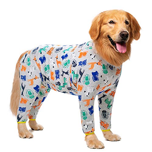 NashaFeiLi Großes Hunde-Shirt, Baumwoll-Pyjama, Haustierkostüm, elastischer Jumpsuit für mittelgroße und große Hunde (32#, graues Pony)