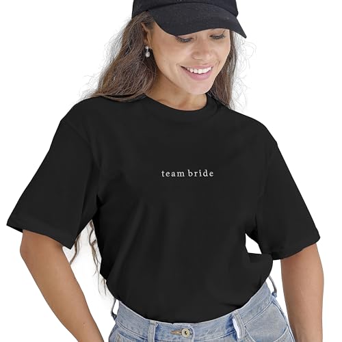 Ginger Ray Women's Black Embroidered 'Team Bride' T-Shirt Hen Party Top Size: 14-16