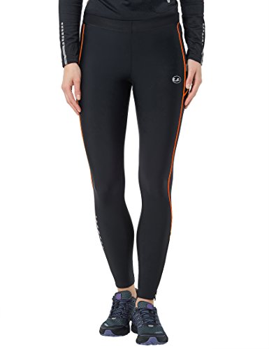 Ultrasport Damen Laufhose lang tight mit Quick-Dry-Funktion, black orange, XS, 10271