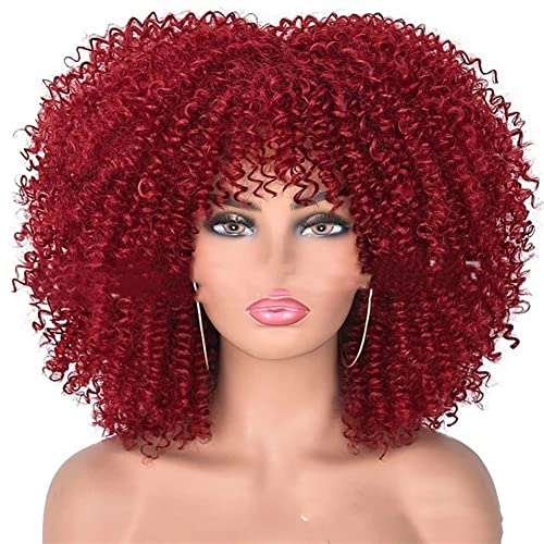 Wig For Women Short Curly Wigs with Bangs Loose Afro Hair Heat Resistant Shoulder Length Wigs Perfect for Daily (Size : 15 Style)
