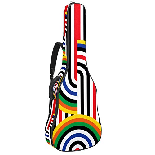 Gitarrentasche Farbstreifen Akustikgitarren Taschen 40 41 Zoll wasserdichte Guitar Bag 10mm Gepolsterte für Konzertgitarren klassische Gitarre elektrische Gitarren 109x43x12cm