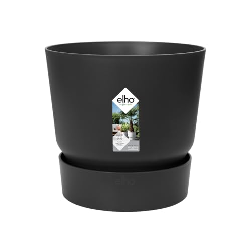 elho Greenville rund 55 cm – großer Blumentopf für den Außenbereich – inklusive Wasserreservoir – 100% recycelter Kunststoff - Schwarz/Living Schwarz