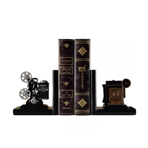 Yofab „Dekorative Buchstützen – robuste Buchstützen für Regale – Vintage-Heimdekoration – Harzmaterial – Projektor-Kamera-Buchhalter“