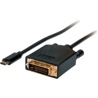 Value USB Typ C - DVI Adapterkabel | Stecker/Stecker | 1,0 m | Schließen Sie an Ihr Notebook oder PC mit USB-C Anschluss jedes DVI-Display oder Projektor an