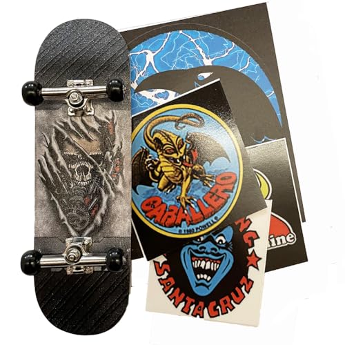OLLIE TRICK Fingerskate Professioanal Skateboard aus Holz für Finger in Packung mit 5 Stickern im Paket – Entdecken Sie die Grafiken (Skull Scrubs Fingerskate)