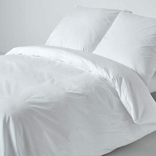 Homescapes Bettwäsche-Set 2-teilig Bettbezug 155 x 220 cm mit Kissenhülle 80 x 80 cm weiß 100% reine ägyptische Baumwolle Fadendichte 200 Perkal-Bettwäsche