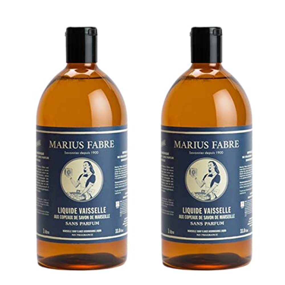 Marius Fabre – Spülmittel ohne Parfum den-Zirbenkissen Savon de Marseille – 2 x 1 L