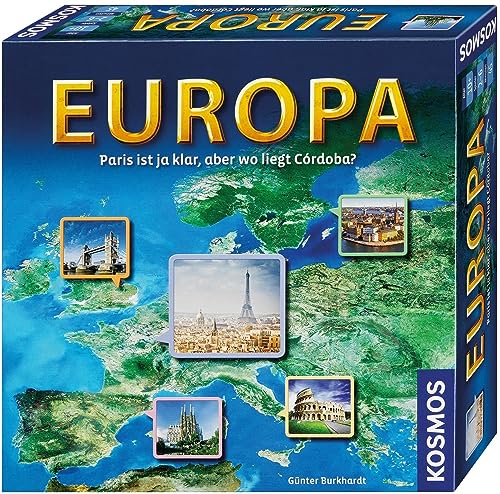 KOSMOS 692636 Europa, Geografie-Spiel, Familienspiel für 2 - 6 Spieler, ab 10 Jahre