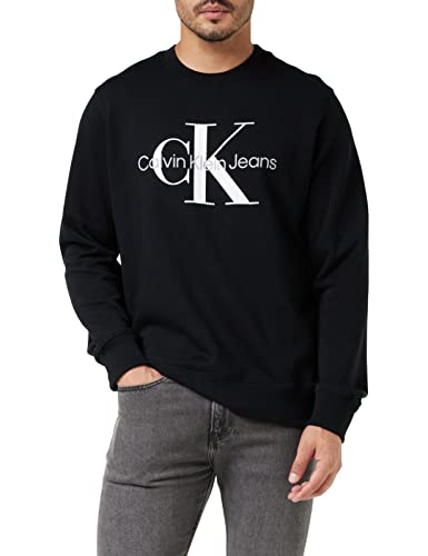 Calvin Klein Jeans Herren Core Monogram Crewneck Pullover, Schwarz (CK Black), XS