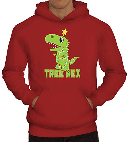 ShirtStreet süßes T-Rex Herren Hoodie Männer Kapuzenpullover Tree Rex, Größe: XL,Rot