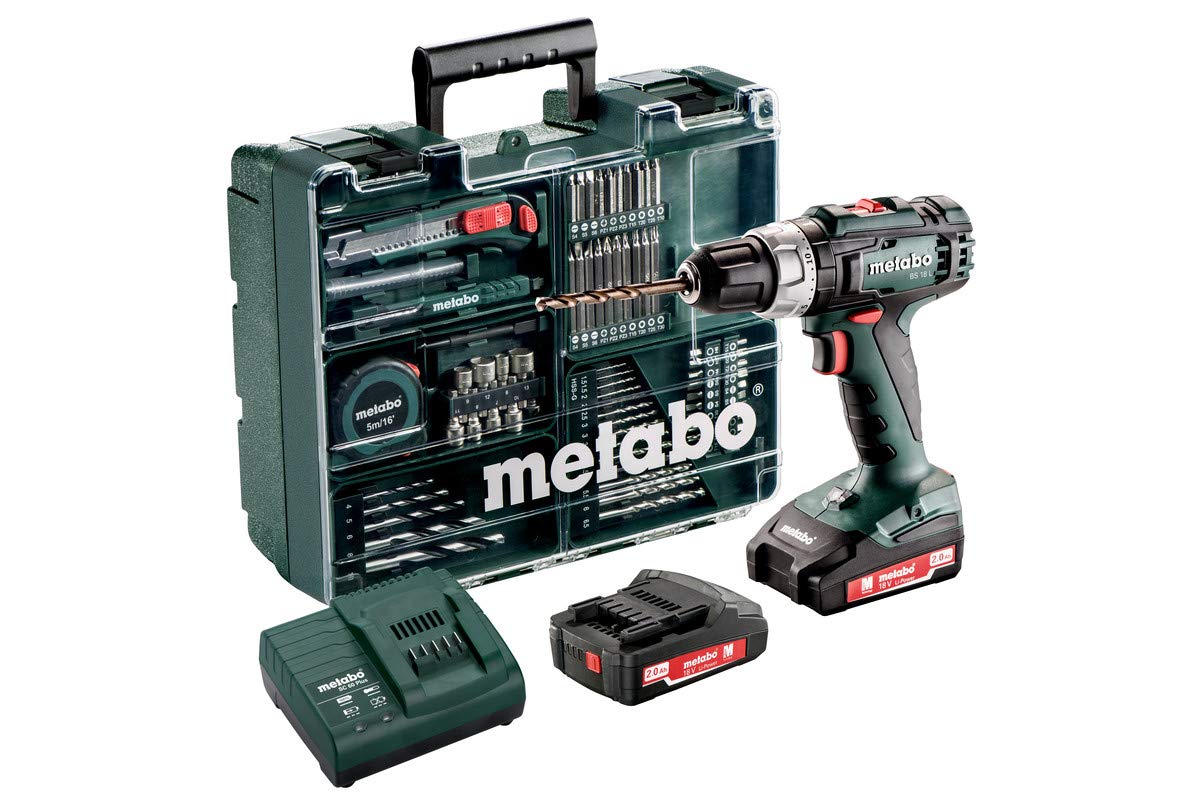 Metabo 602317870 BS 18 L Bohrschrauber-SET 2 x 2,0 AH Akku, 18 V, Et00, 200 W