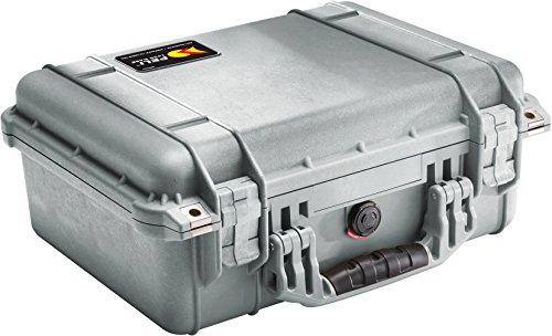 PELI 1450 Stoßfester Polypropylen Koffer für Empfindliches Equipment, IP67 Wasserdicht, 15L Volumen, Kein Schaum, Silber