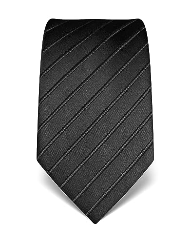 Vincenzo Boretti Herren Krawatte reine Seide Ton in Ton gestreift edel Männer-Design zum Hemd mit Anzug für Business Hochzeit 8 cm schmal / breit anthrazit