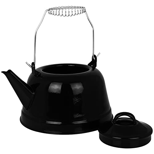 Michelino Campingkessel mit Henkel 2,4L schwarz Wasserkessel Teekessel Kaffeekessel Wasserkocher
