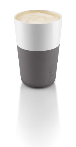 EVA SOLO 501022 Latte-Becher, 2-teilig, Silikonschale, 360 ml, Porzellan, Elephant Grau, 8,5 x 8,5 x 12,5 cm