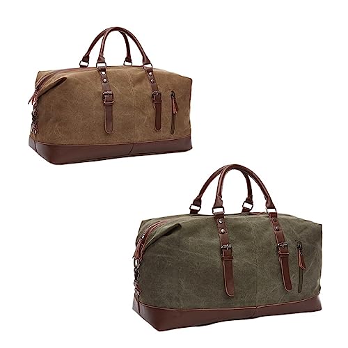 RHAIYAN Herren-Reisetaschen aus Segeltuch, Übernachtungs-Reisetaschen, Freizeit-Handtaschen, Umhängetaschen, großes Fassungsvermögen, Gepäck, Wild Bag 4573 (Color : CfnGn)