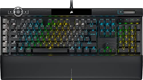Corsair K100 RGB Optical-Mechanical Gaming Keyboard (CORSAIR OPX Optical Keyswitches: Hyper-Fast & Linear, Per-Key Backlighting, Leatherette Palm Rest, Elgato Stream Deck Integration, QWERTY) Black