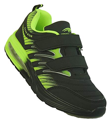 Bootsland Unisex Klett Sportschuhe Sneaker Turnschuhe Freizeitschuhe 001, Schuhgröße:39, Farbe:Schwarz/Grün