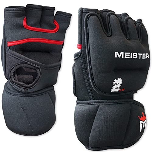 Meister Neopren-Handschuhe für Cardio- und schwere Hände, 0,9 kg, Schwarz/Rot, 2 Stück