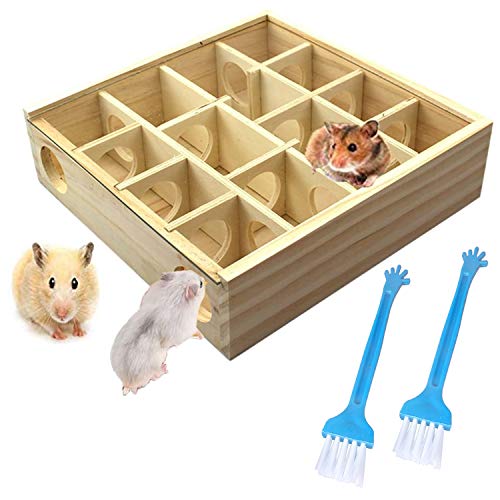 Seasonsky Holz-Labyrinth-Tunnel-Spielzeug mit Abdeckung, für kleine Tiere, Sport-Spielzeug, lustiges Spielzeug für Mäuse, Zwerghamster, kleine Rennmäuse