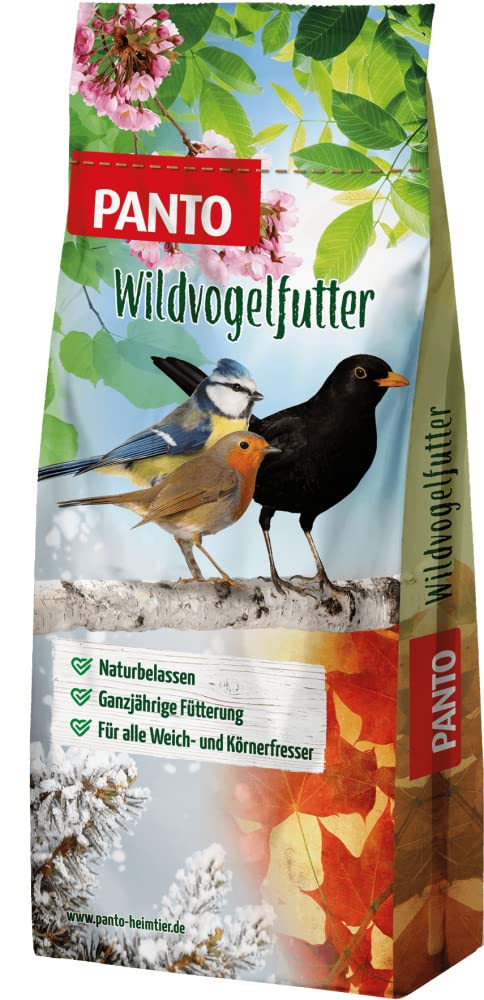 PANTO Vier-Jahreszeiten-Futter – 25 kg Vogelfutter für Futterhäuschen, Streufutter für Vögel mit Sonnenblumenkernen, Erdnüssen, Getreideflocken