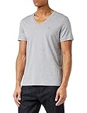 Tommy Jeans Herren T-Shirt Kurzarm TJM Original V-Ausschnitt, Grau (Light Grey Heather), L