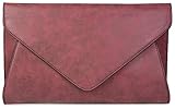 styleBREAKER Clutch Abendtasche im Envelope Kuvert Design mit Schulterriehmen und Trageschlaufe, Damen 02012087, Farbe:Bordeaux-Rot