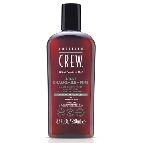 AMERICAN CREW – 3-in-1 Chamomile & Pine Shampoo, Conditioner & Body Wash, 250ml, Pflegeshampoo und Duschgel für Männer, Produkt für die tägliche Reinigung von Körper und Haar