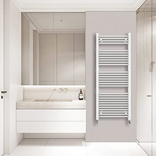 WarmeHaus Heizkörperleiter, gerade beheizt, 1500 x 600 mm, Zentralheizkörper für Badezimmer und Küche, Weiß