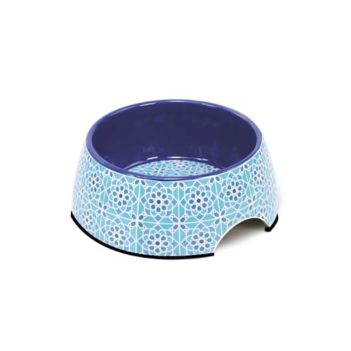 Record Mirage Hundenapf – aus Melamin – ausgestattet mit rutschfesten Noppen – Maße: Ø 22 cm – Fassungsvermögen 700 ml – geometrisches Muster in den Farbtönen Blau und Hellblau