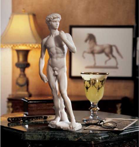 Top Collection 12 Kleine David Statue von Michelangelo in der weißen Marmor-Finish