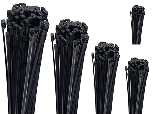 Proteco-Werkzeug 500 Stück Profi Kabelbinder Set schwarz je 100 x 370/300 / 250/200 / 100 mm UV stabil selbstlöschend Polyamid Neugranulat