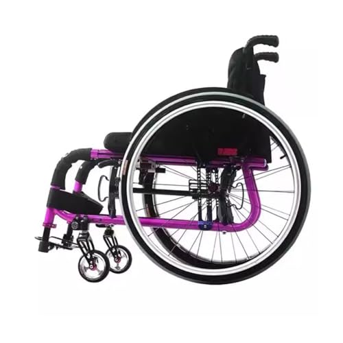 KK-GGL Leichter Selbst Angetanter Rollstuhl, Klappsportstuhl Für Erwachsene, Tragbarer Reise -Transit -Radstuhl Für Behinderte Athleten, Faltbarer Manueller Rollstuhlfahrer,Lila