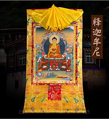 XYFL Sakyamuni Thangka Buddha Portrait Doppelschichtvergoldung Vergoldetes Gemälde Herz Groß Lang