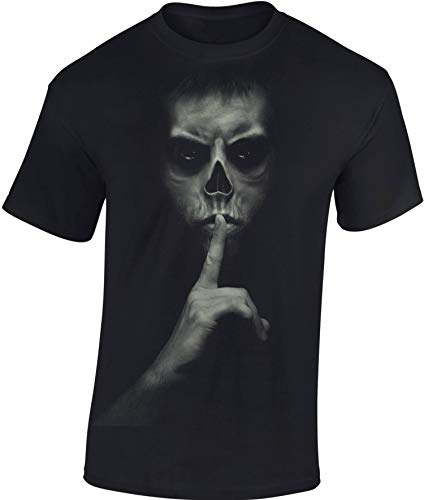 Totenkopf Shirt Herren - Pssst! - Horror T-Shirt Männer - Skull Tshirt - Halloween Death Biker (4XL)