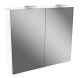 FACKELMANN LED Spiegelschrank Lima/Badschrank mit Soft-Close-System/Maße (B x H x T): ca. 80 x 73 x 15,5 cm/Möbel fürs WC oder Badezimmer/Korpus: Weiß/Front: Weiß/Spiegel