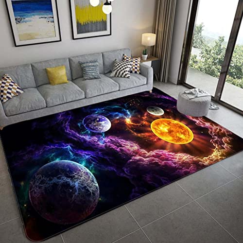 YXZN Milchstraße Teppich Sternenhimmel Teppichwelt Traumteppich Sonnensystem Teppich Universum Galaxie Weltraum Sternenhimmel Teppich für Wohnzimmer Schlafzimmer