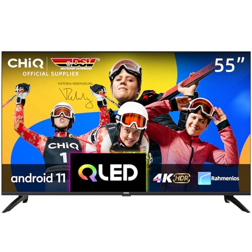 CHIQ Smart Fernseher,55 Zoll(139cm),4K UHD TV,Android 11,Dolby Vision,Funktioniert mit Alexa,Chromecast,Bluetooth,Google Assistant,Netflix,Prime Video, HDMI/USB/CI+,WiFi,Triple Tuner(DVB-T2/T/C/S2)