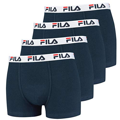 Fila 4er Vorteilspack Herren Boxershorts - Logo Pants - Einfarbig - Bequem - Stretch - viele Farben (Navy, M - 4er Pack)
